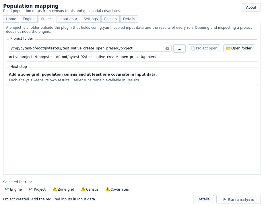 Project folder and activation state