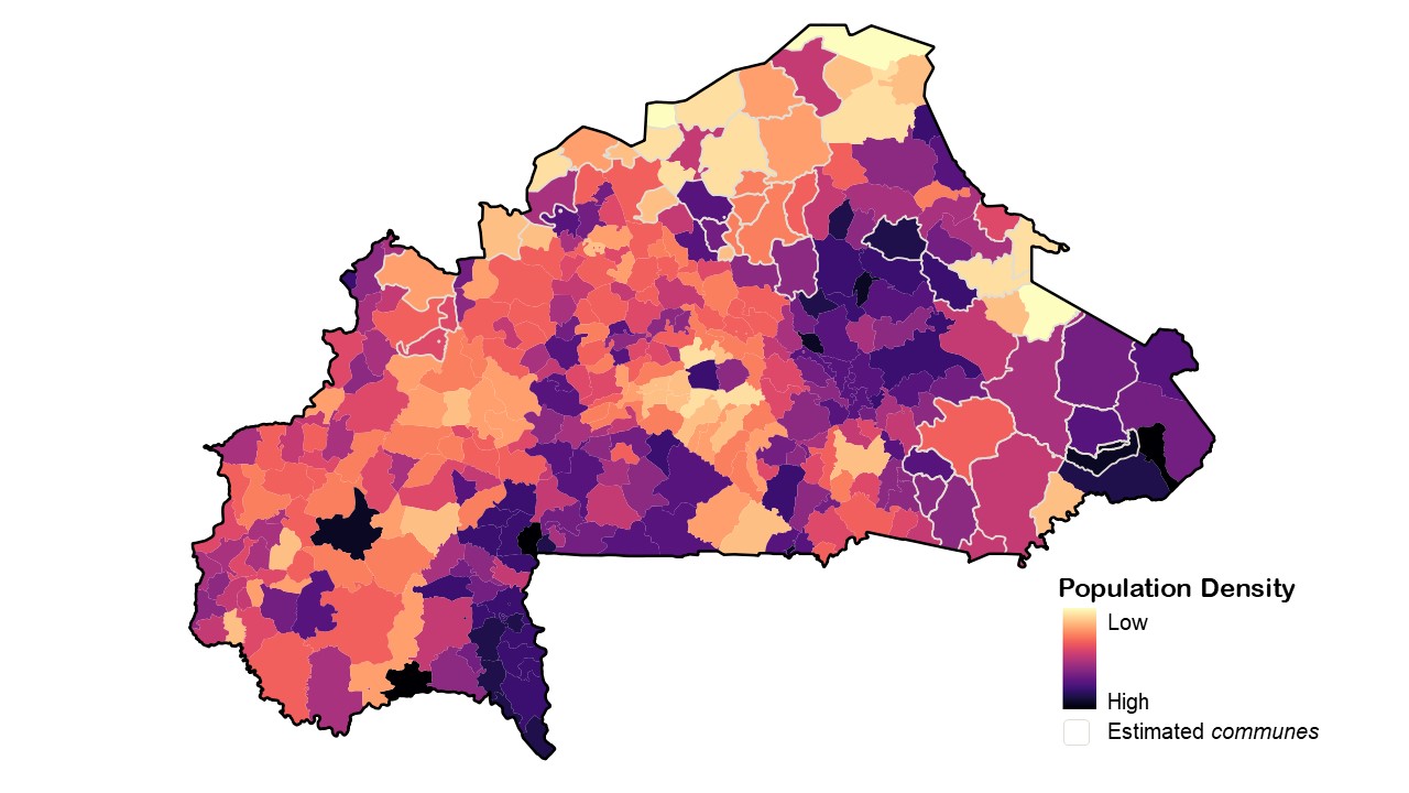 Map of commune population totals