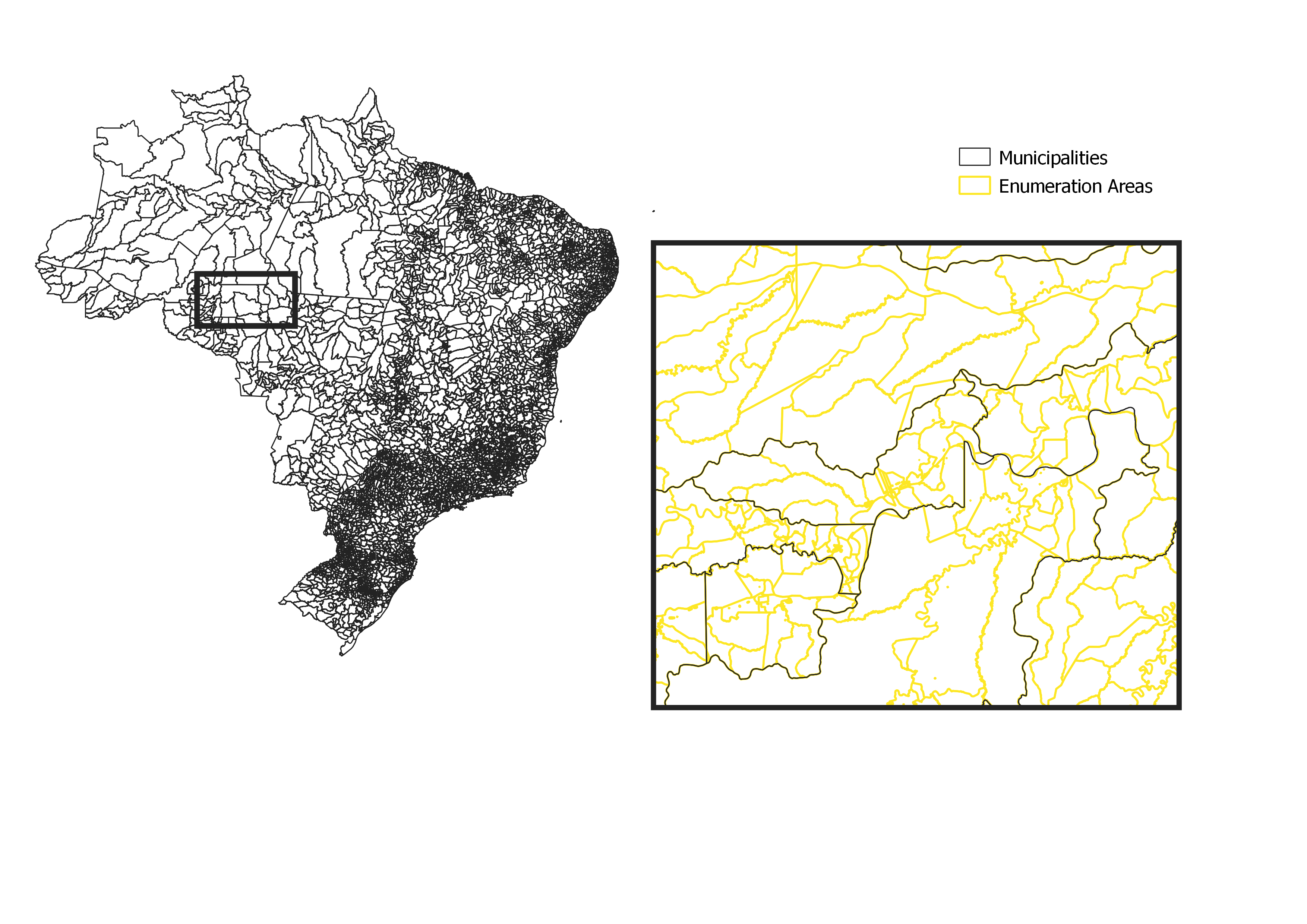 Example of enumeration area boundaries in Brazil