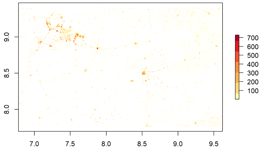Gridded mean population prediction for region 8