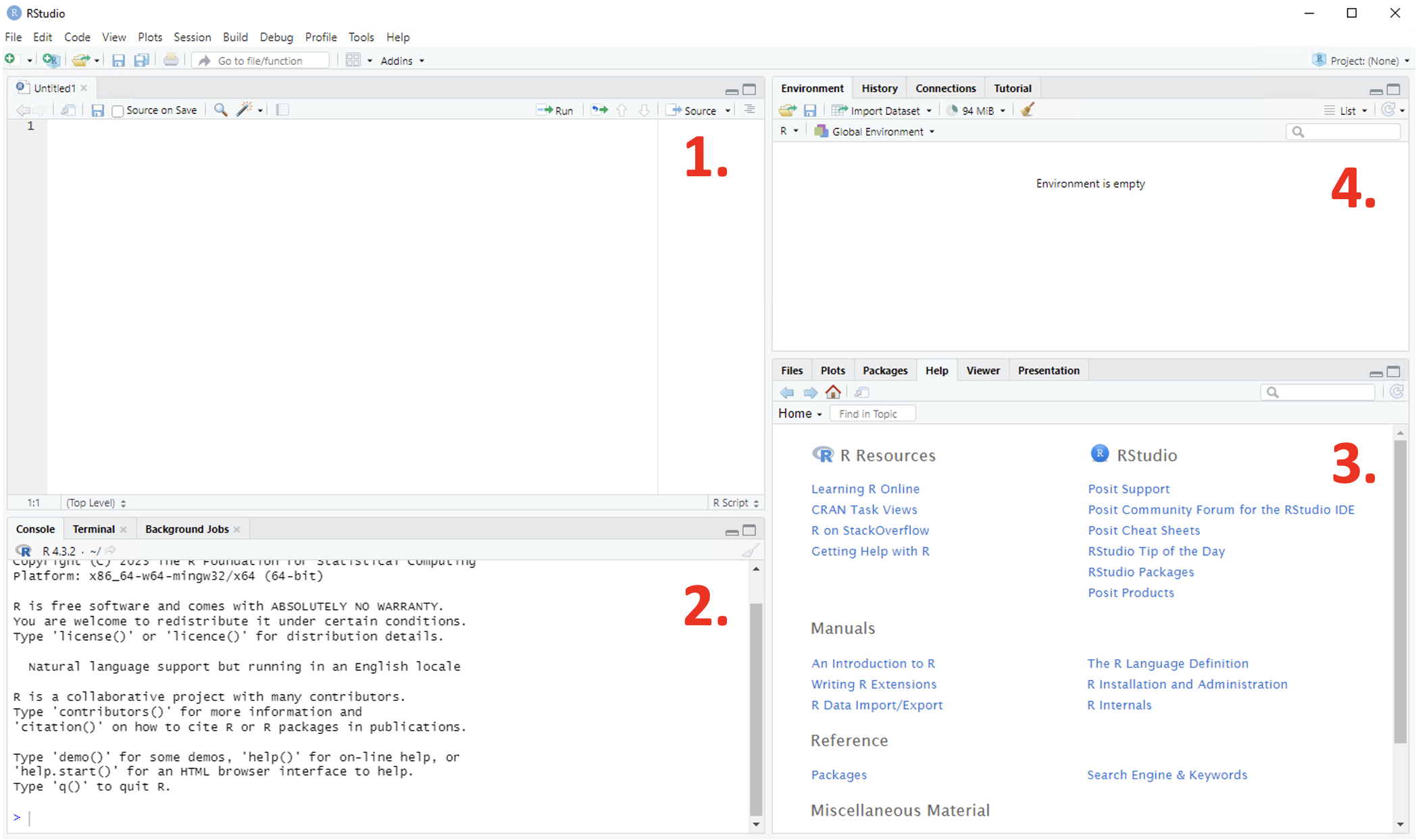 Annotated RStudio GUI