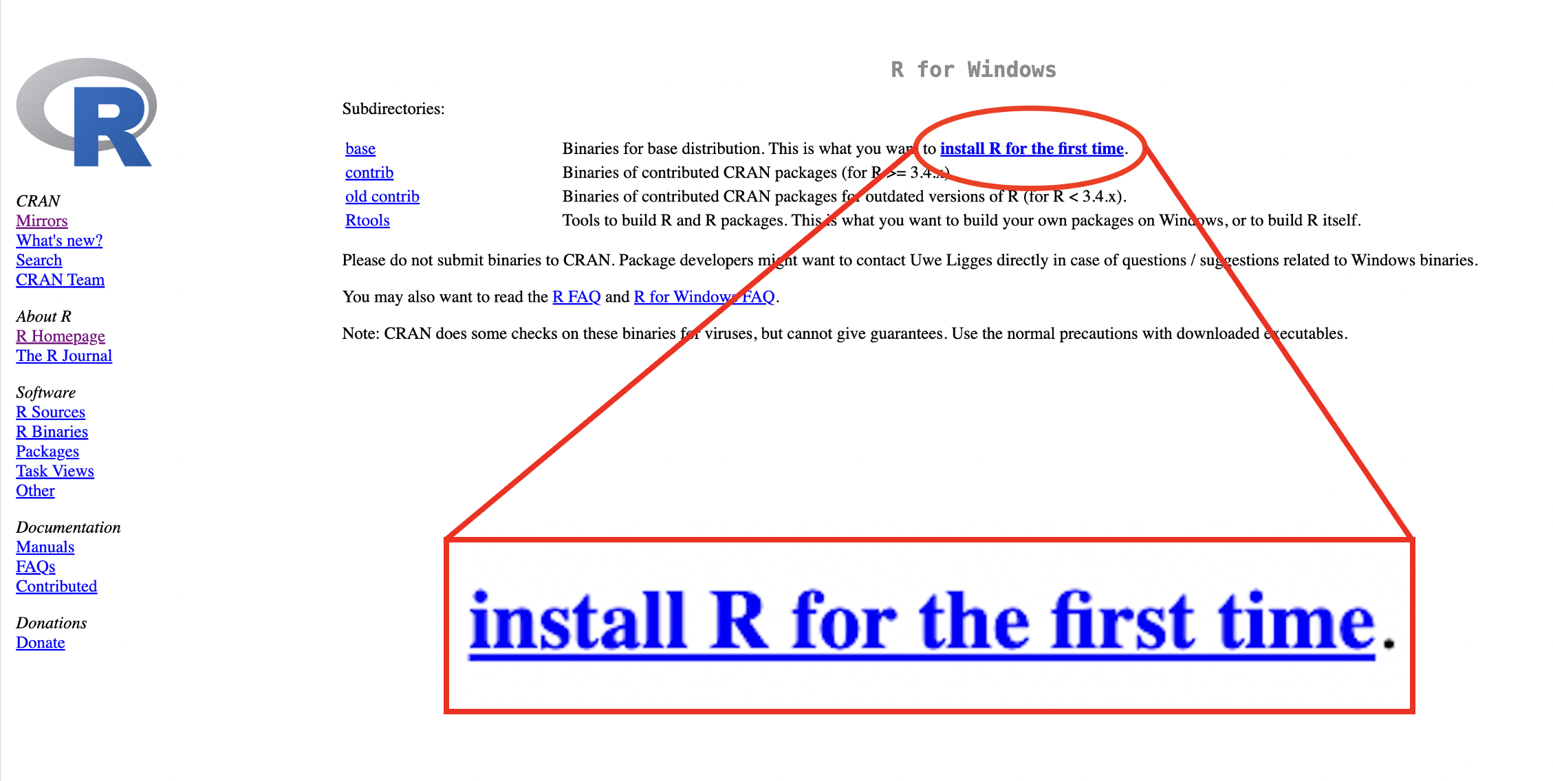 R download webpage: Windows