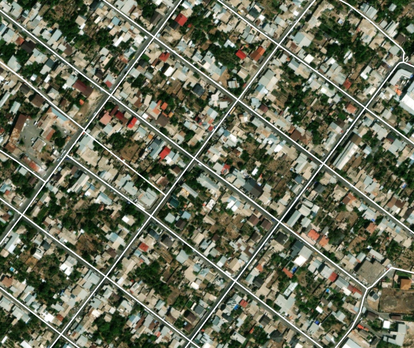Polylines representing road networks in white