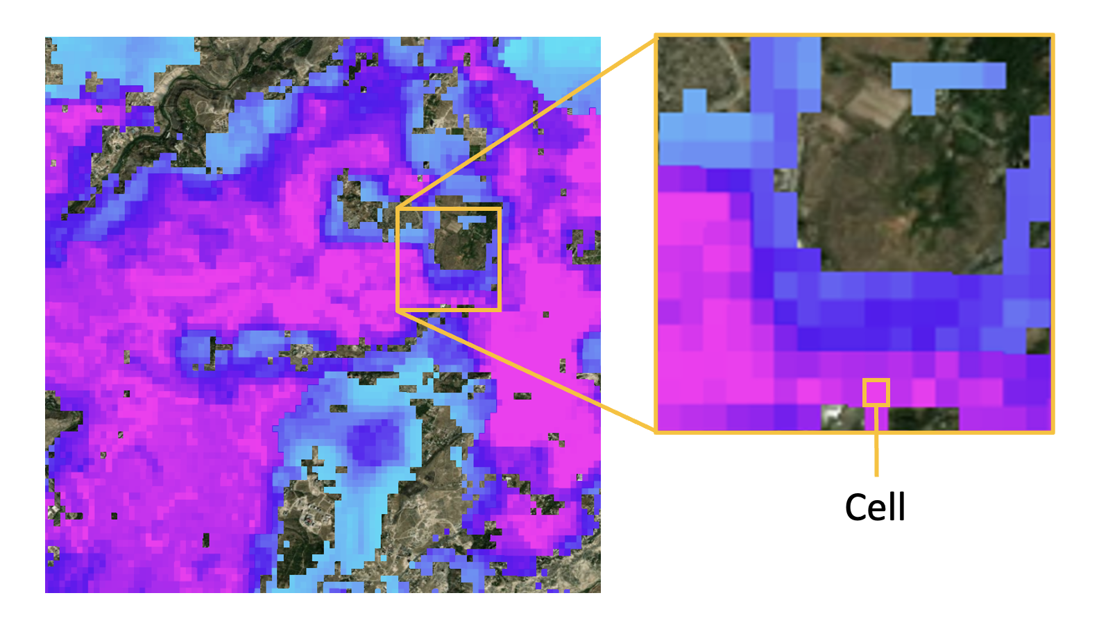 Grid cell in continuous raster